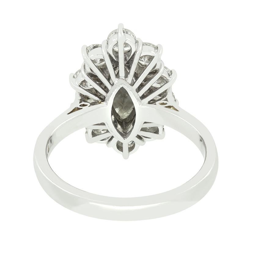 Vintage 2,54 Karat Diamant-Cluster-Ring im Vintage-Stil, ca.1984 im Zustand „Gut“ im Angebot in London, GB