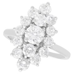 Vintage 2.55 Carat Diamond and White Gold Cocktail Ring, Circa 1950