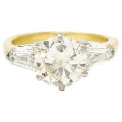 Vintage 2.55 Carats Platinum 18 Karat Two-Tone Gold Engagement Ring