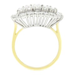 Vintage 2.55ct Diamond Spray Cluster Ring, hallmarked 1976