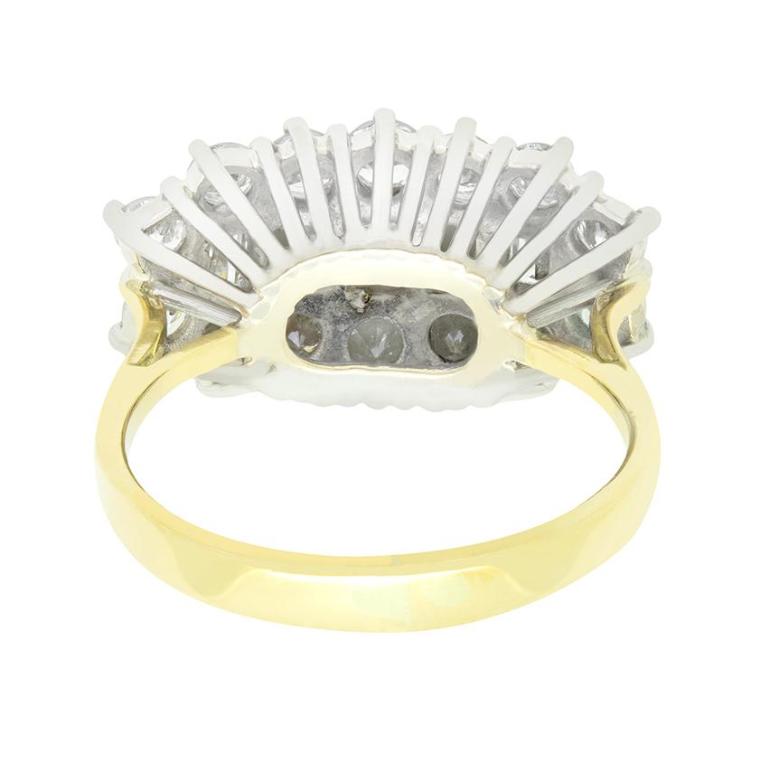 Modern Vintage 2.55ct Diamond Spray Cluster Ring, hallmarked 1976 For Sale