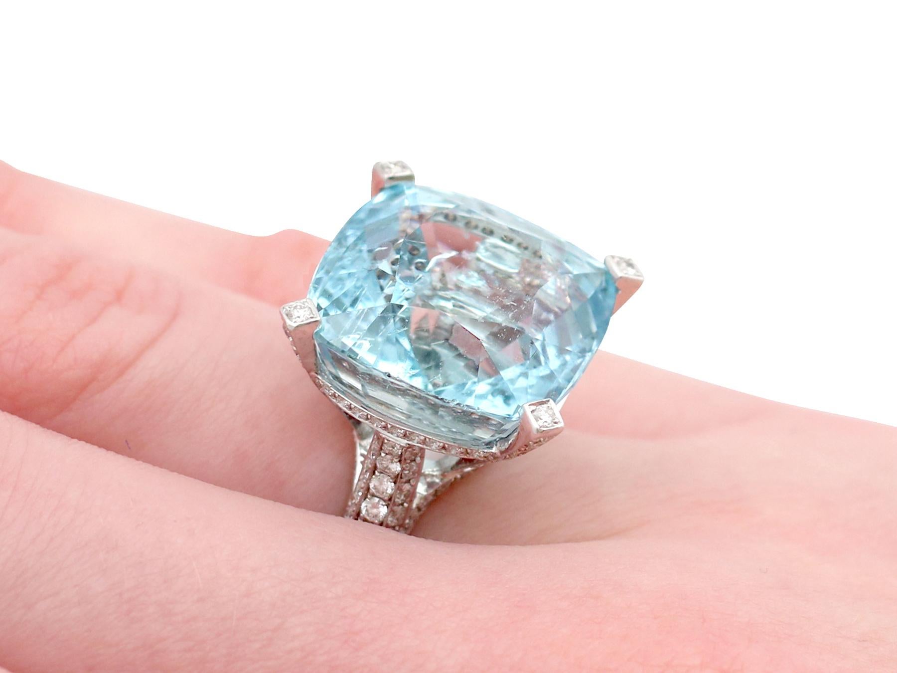 25.61 Carat Aquamarine and 3.02 Carat Diamond White Gold Cocktail Ring 2