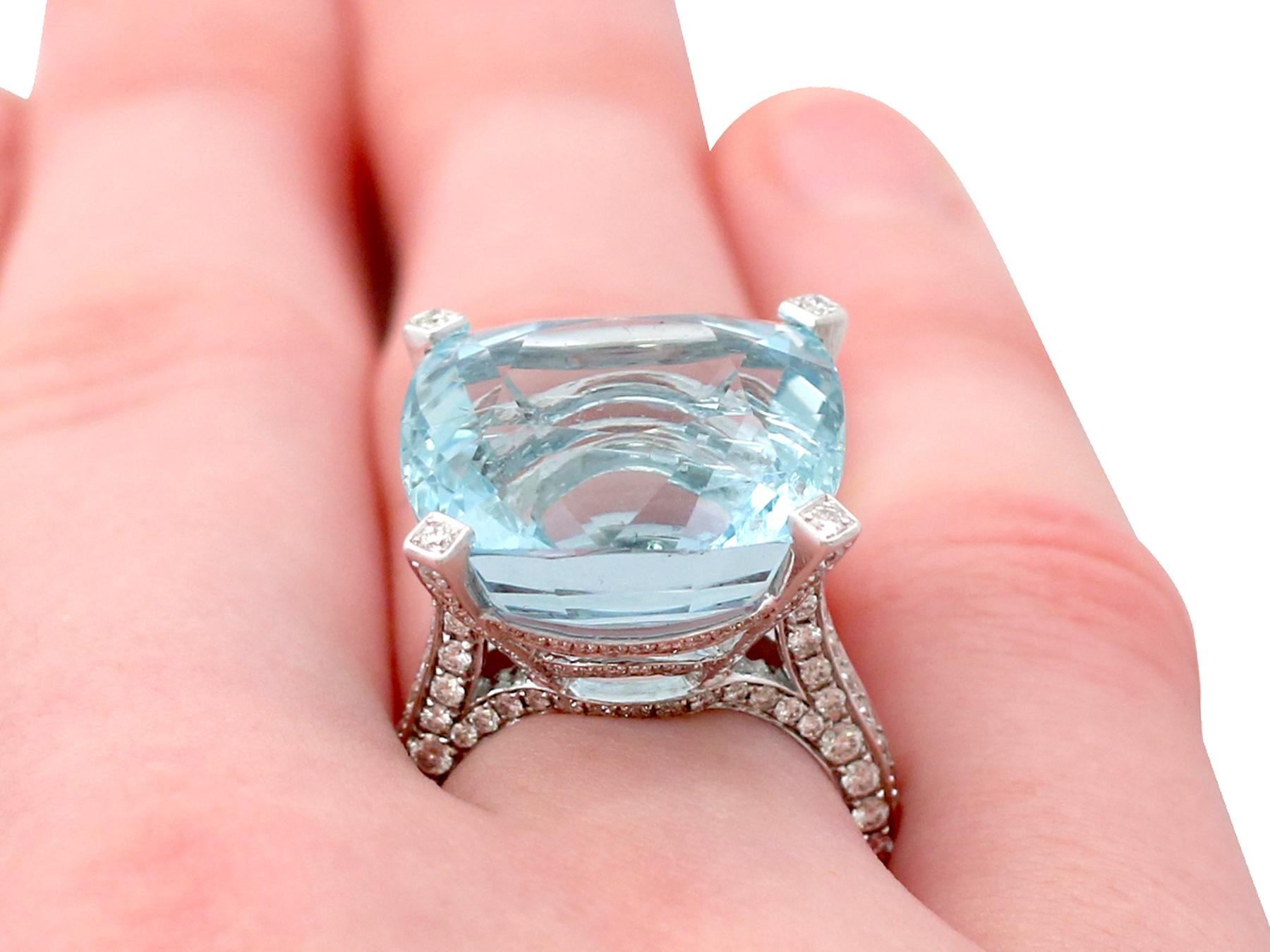 25.61 Carat Aquamarine and 3.02 Carat Diamond White Gold Cocktail Ring 3