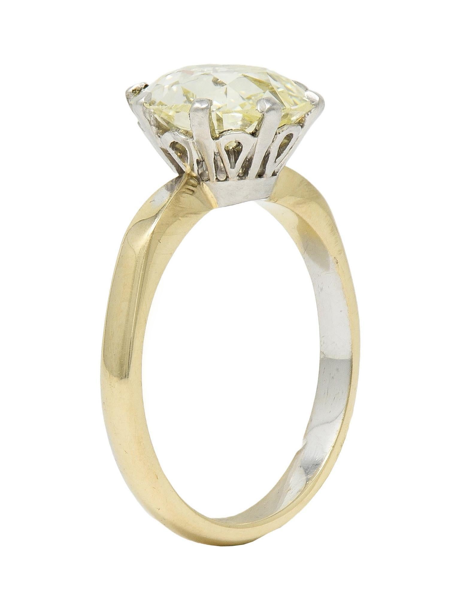 Vintage 2.58 CTW Oval Diamond Platinum 18K Gold Solitaire Engagement Ring GIA 5