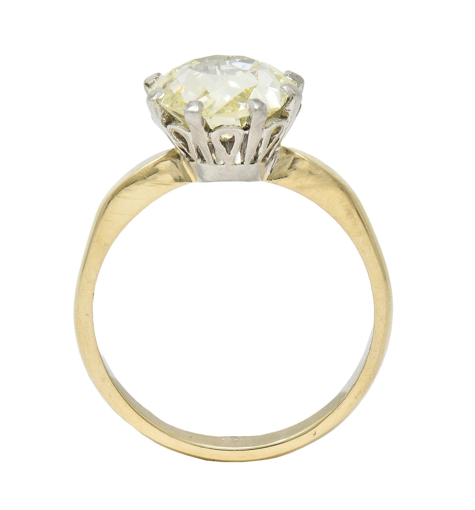 Vintage 2.58 CTW Oval Diamond Platinum 18K Gold Solitaire Engagement Ring GIA 6