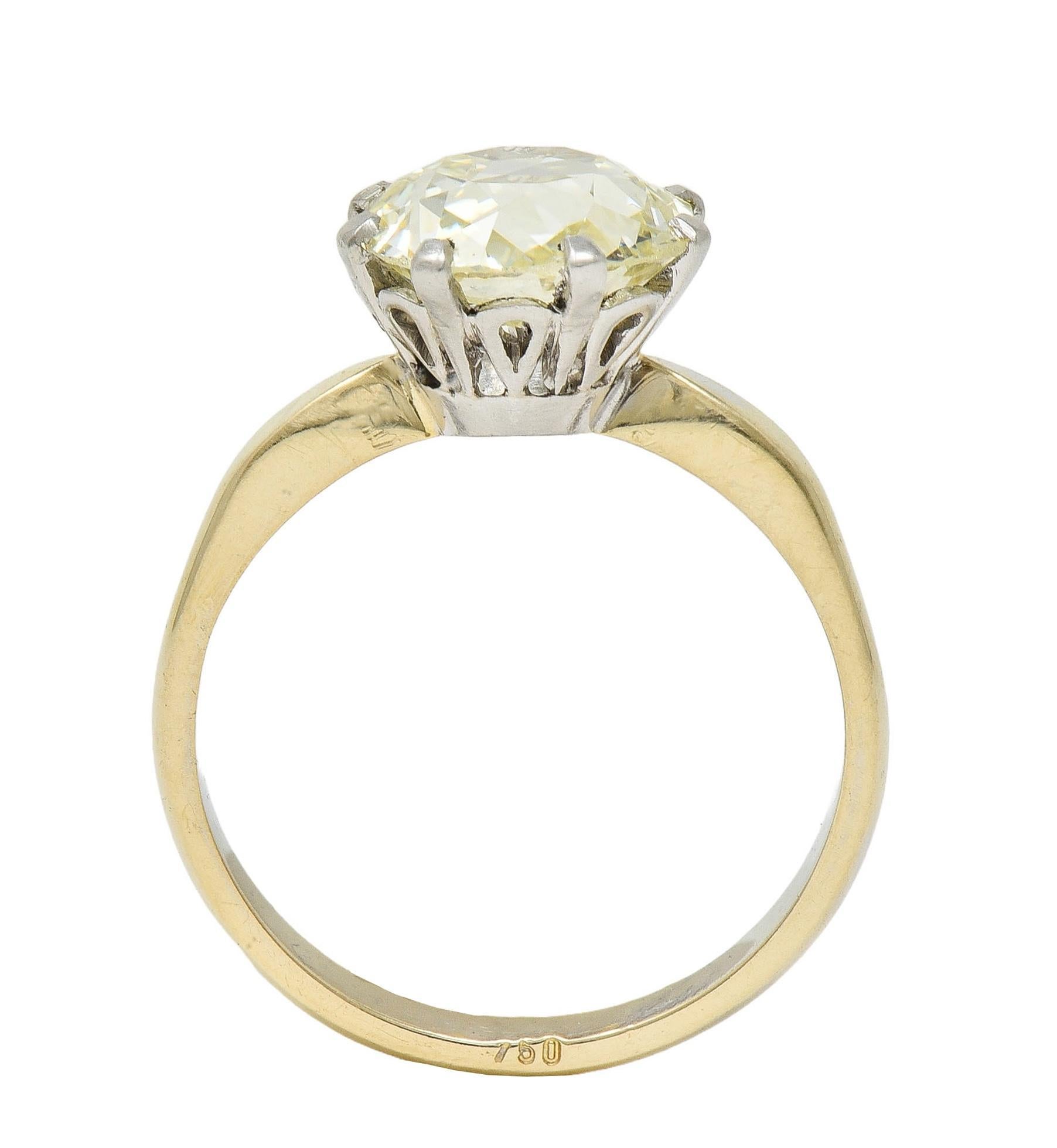 Vintage 2.58 CTW Oval Diamond Platinum 18K Gold Solitaire Engagement Ring GIA 7