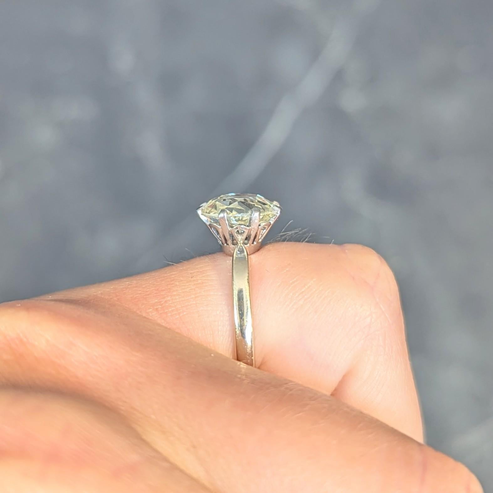 Vintage 2.58 CTW Oval Diamond Platinum 18K Gold Solitaire Engagement Ring GIA 9