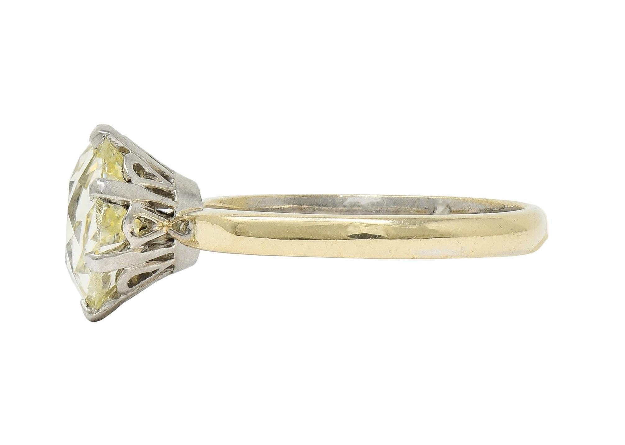 Vintage 2.58 CTW Oval Diamond Platinum 18K Gold Solitaire Engagement Ring GIA 1
