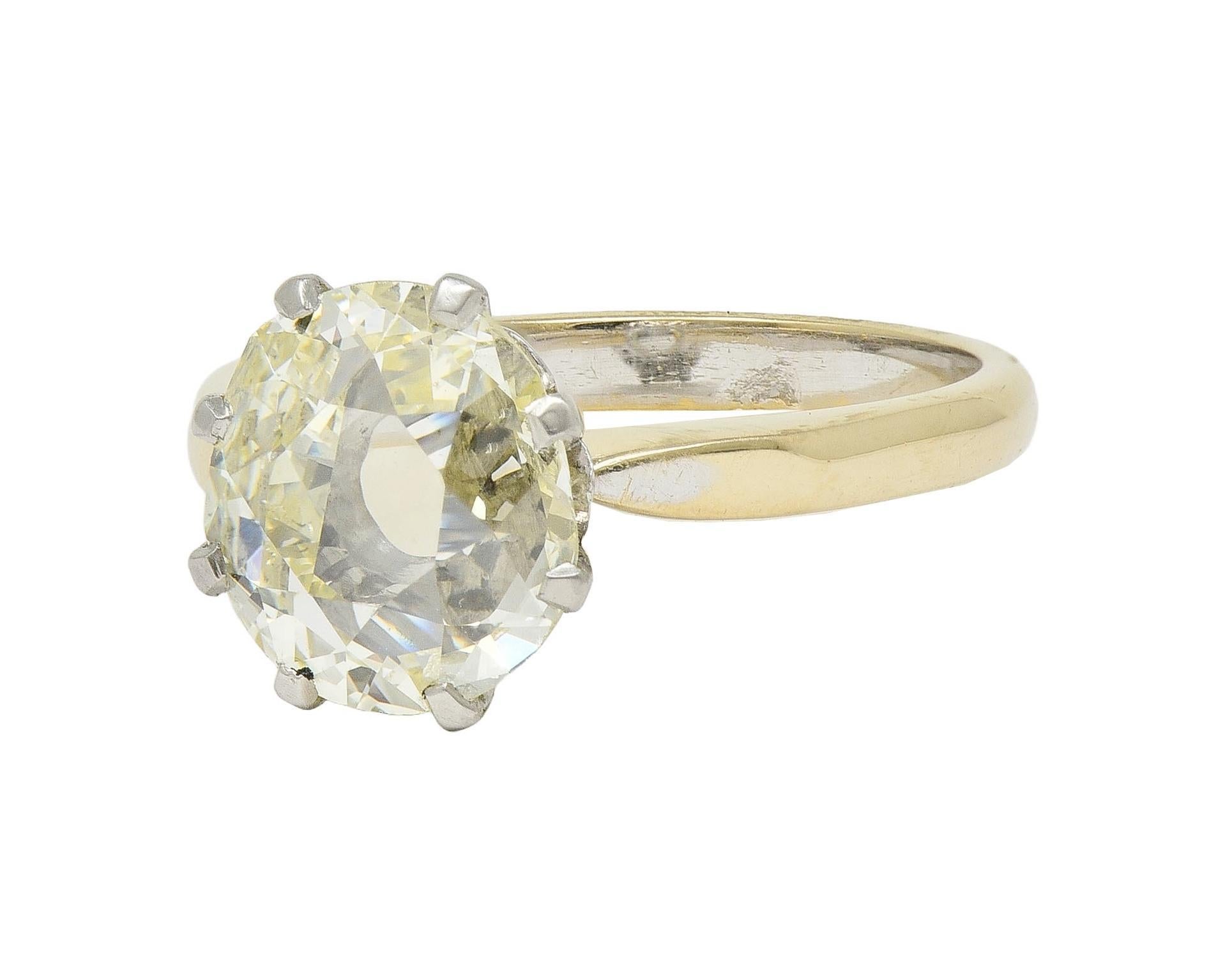 Vintage 2.58 CTW Oval Diamond Platinum 18K Gold Solitaire Engagement Ring GIA 2
