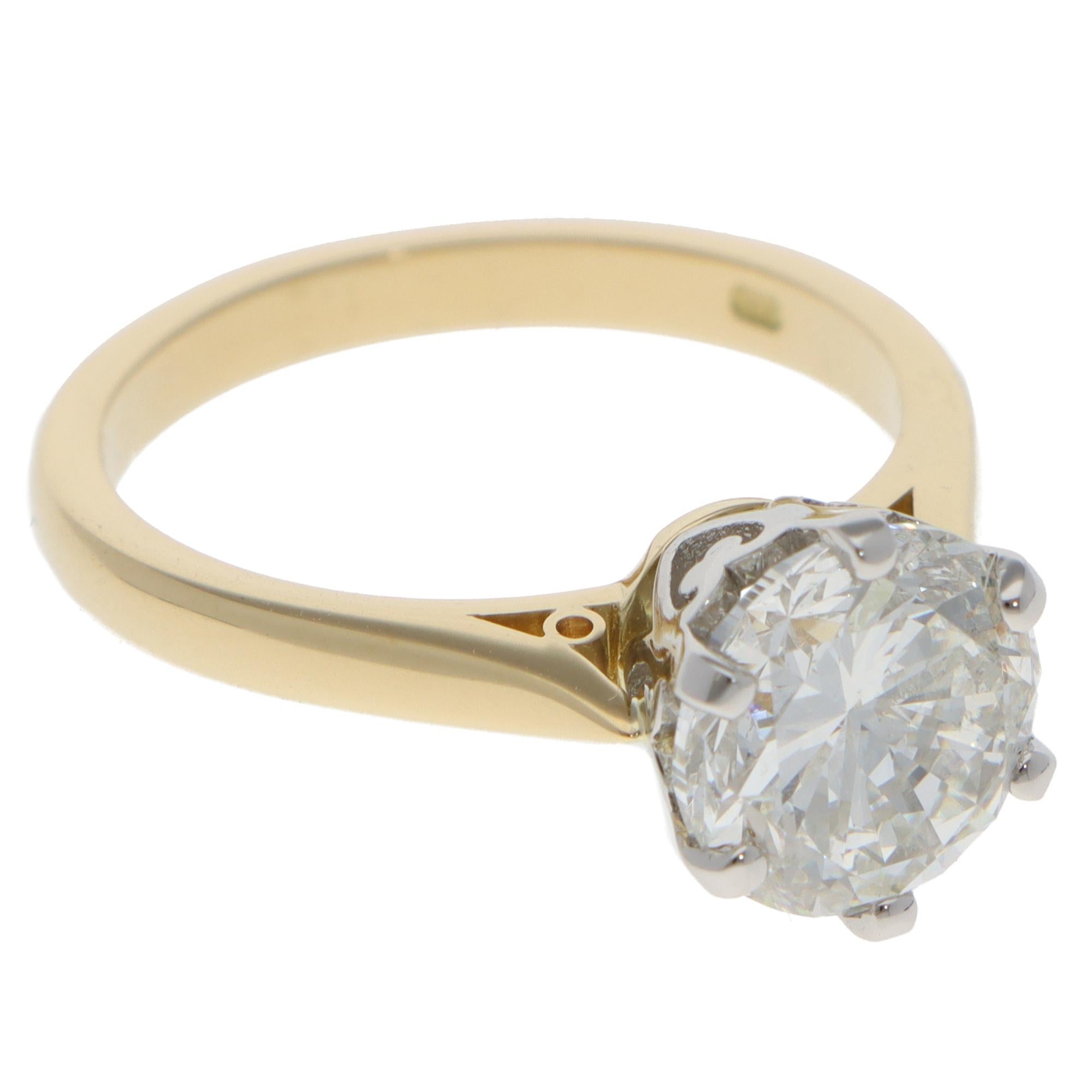 Anillo solitario de diamante certificado vintage de 2,59 ct Moderno en venta
