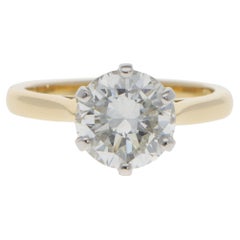Anillo solitario de diamante certificado vintage de 2,59 ct
