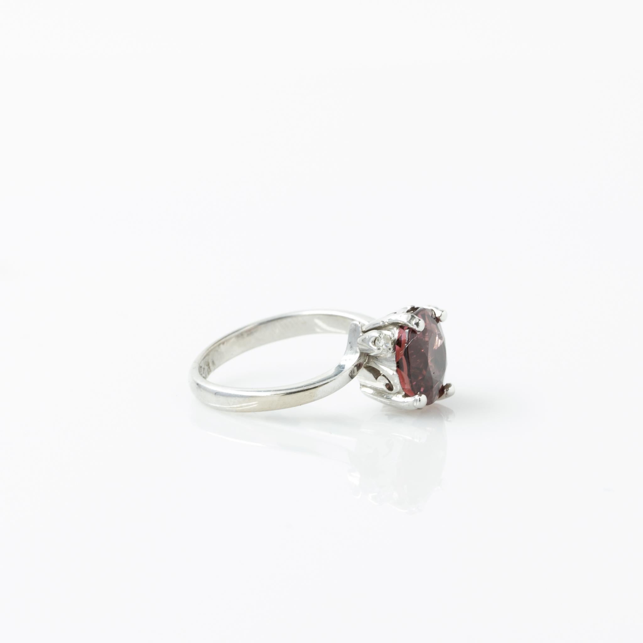 Vintage 2.59ct Pink Tourmaline & Diamond 14k White Gold Ring In Good Condition In Addison, TX