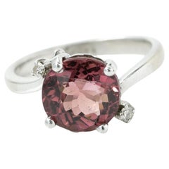 Vintage 2.59ct Pink Tourmaline & Diamond 14k White Gold Ring