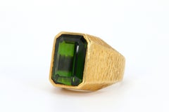 Vintage 11 CT Emerald Cut Turmalin in 18k Gelbgold Ring