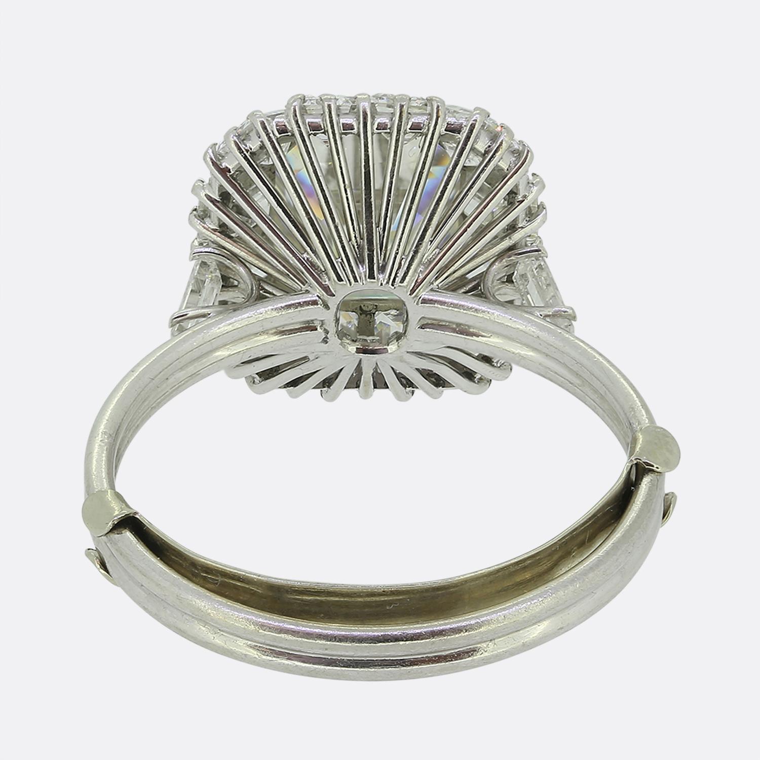 Women's or Men's Vintage 2.60 Carat Antique Asscher Cut Diamond Cluster Ring For Sale