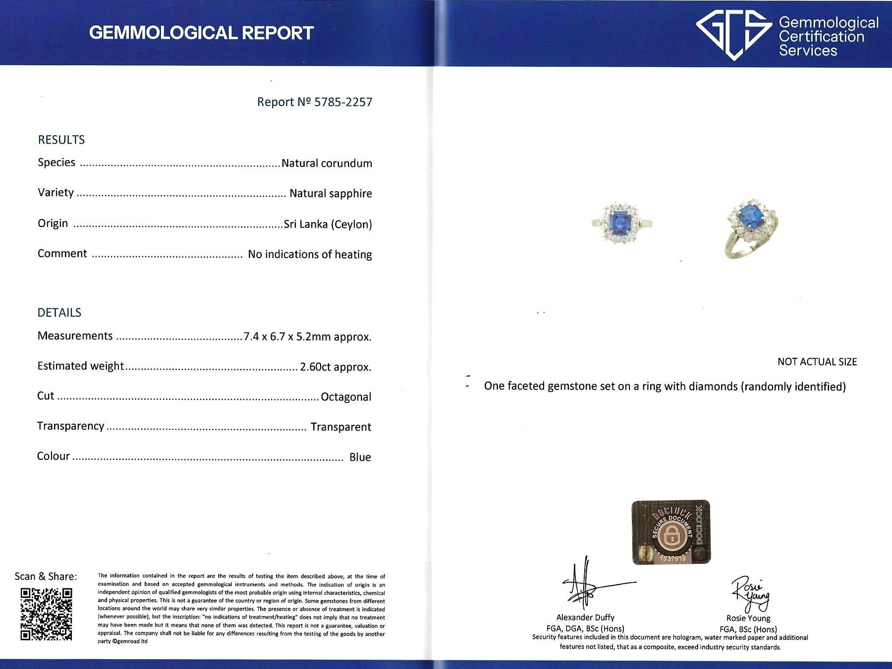 Anillo vintage de platino con zafiro de Ceilán de 2,60 quilates y diamantes de 1 quilate Circa 1945 en venta 7