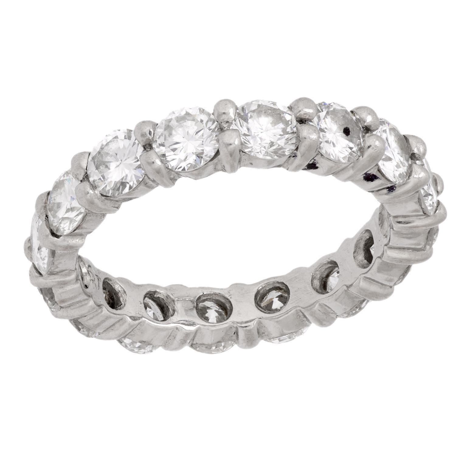 Alianza vintage de platino con diamantes de 2,60 quilates de peso total