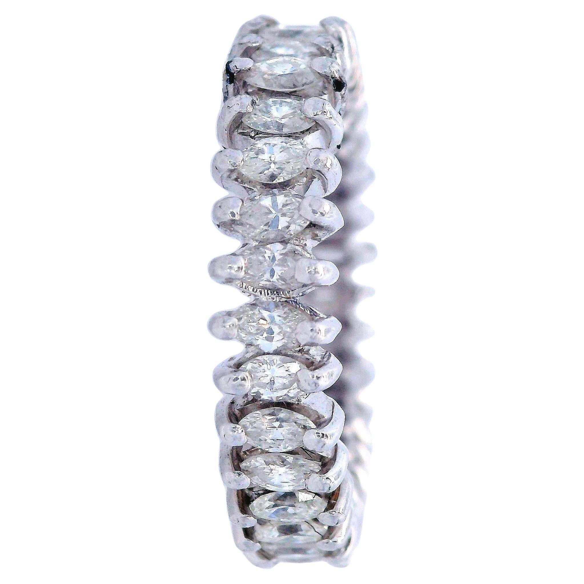 Vintage 2.60 Cts Marquise Diamonds Platinum Eternity Ring