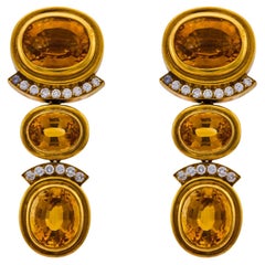 Orecchini vintage in oro giallo 18k con diamante citrino da 26,00 carati