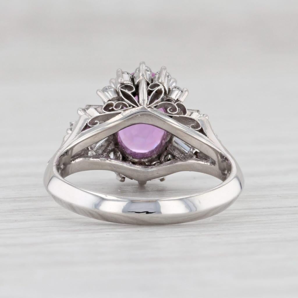 Women's Vintage 2.60ctw Pink Oval Sapphire VS2 Diamond Halo Ring Platinum For Sale
