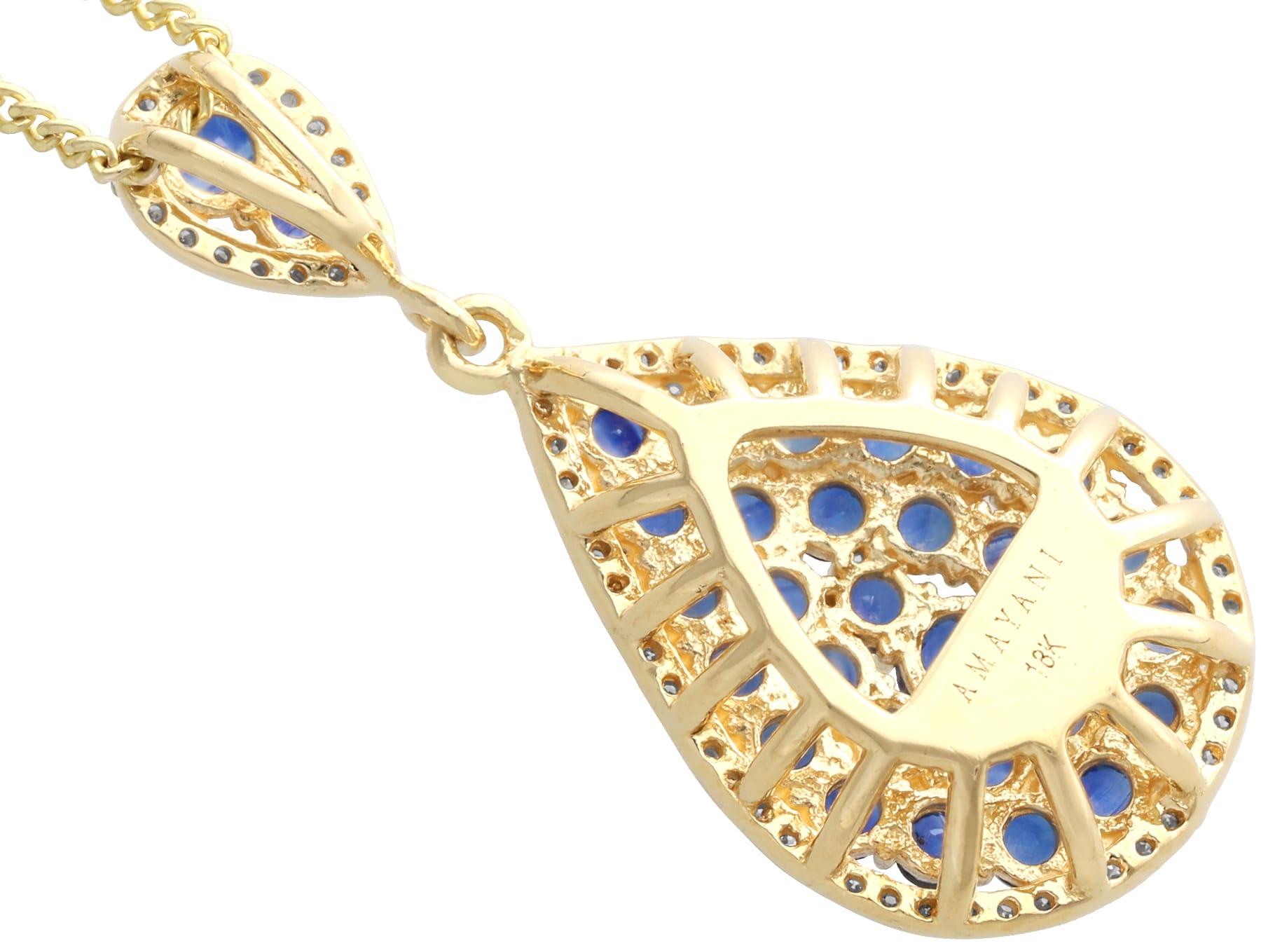 Vintage 2.61Ct Sapphire and 0.27Ct Diamond 18k Yellow Gold Pendant Circa 1990 For Sale 1