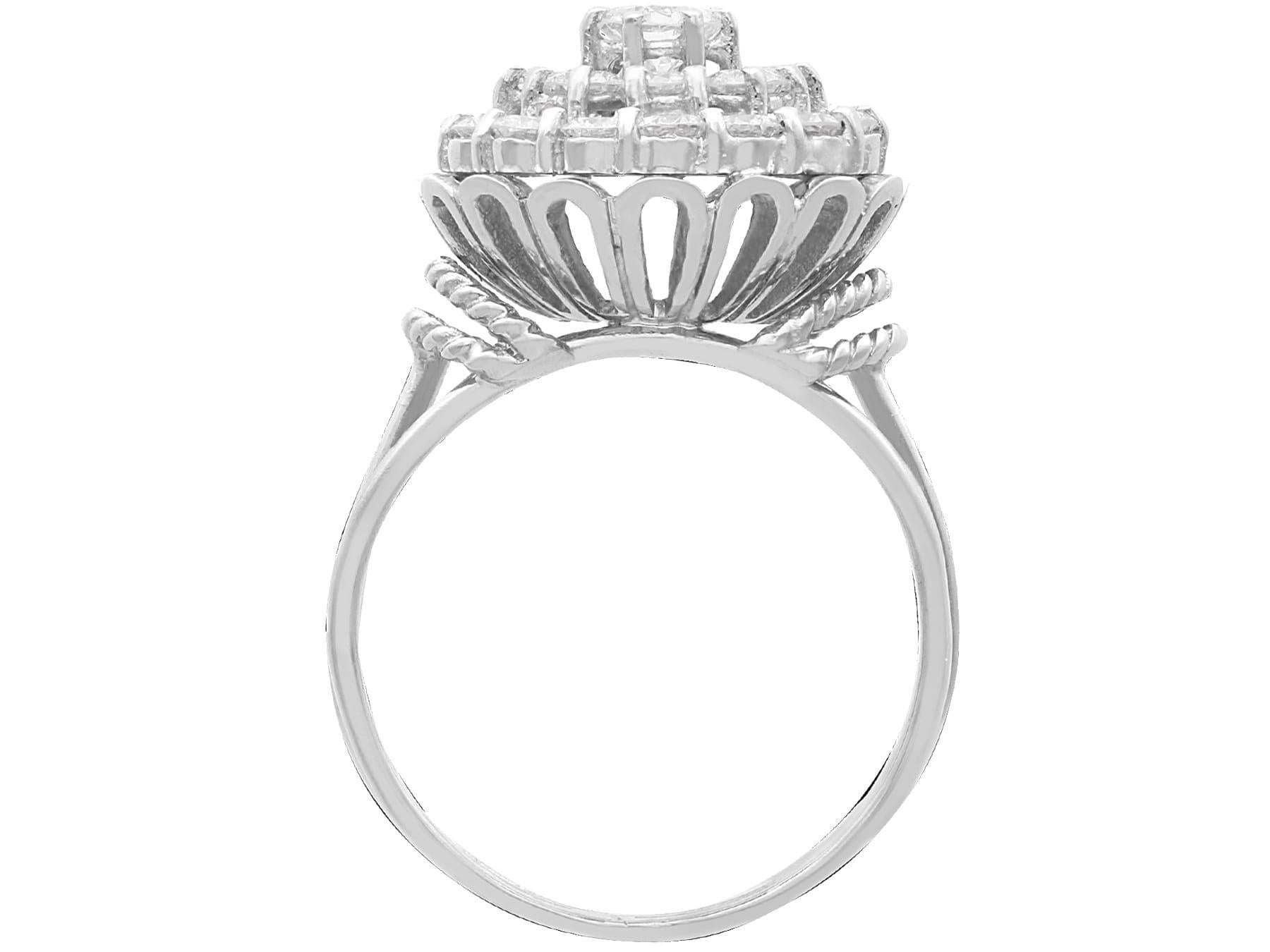 Women's or Men's Vintage 2.62 Carat Diamond and 12 Karat White Gold Cluster Ring For Sale