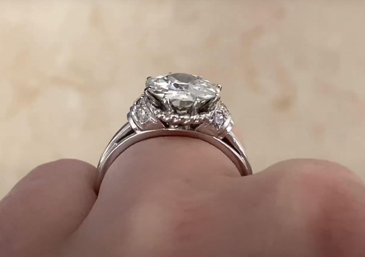 Vintage 2.62ct Old European Cut Diamond Engagement Ring, Platinum, Circa 1950 3