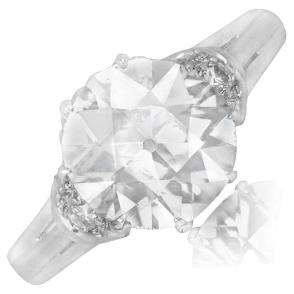 Vintage 2.62ct Old European Cut Diamond Engagement Ring, Platinum, Circa 1950