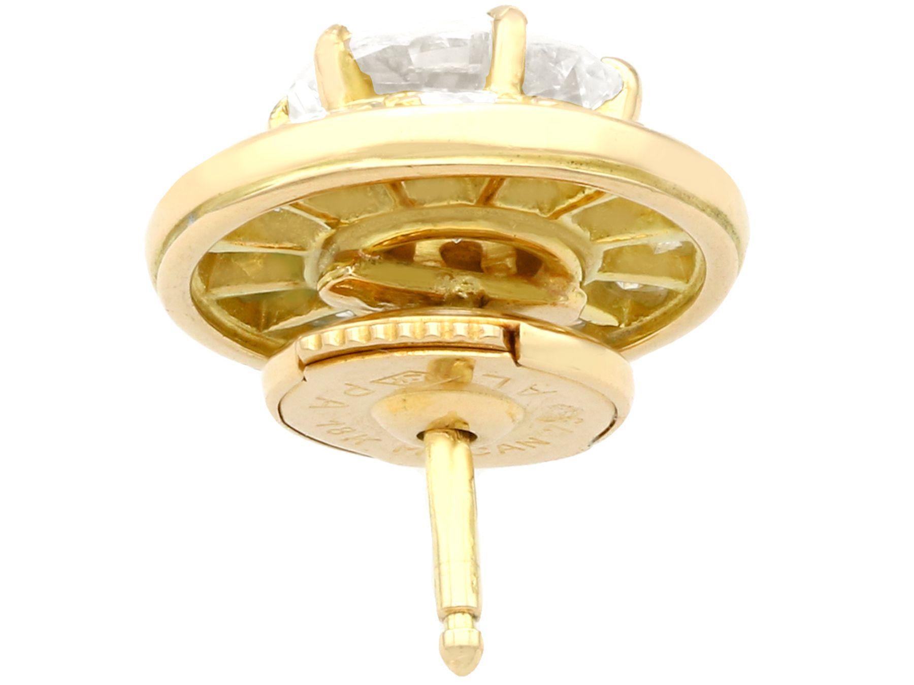 Illusion-Ohrringe aus 18 Karat Gelbgold mit 2,65 Karat Diamanten für Damen oder Herren im Angebot