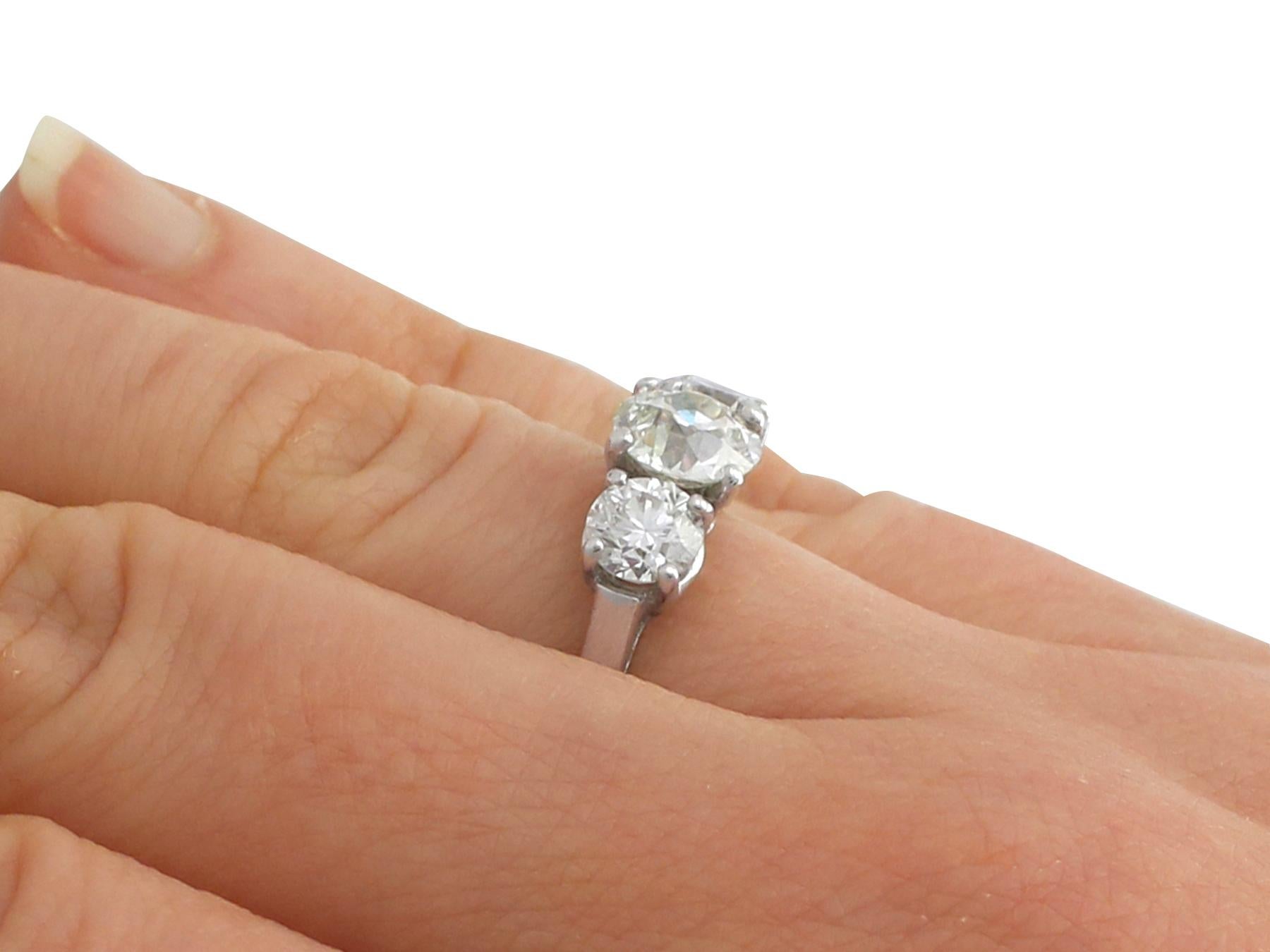Women's or Men's 2.65 Carat Diamond and Platinum Trilogy Ring