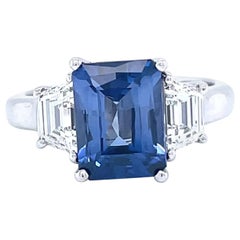 Vintage 2.65 Carat Sapphire Diamond Platinum Ring