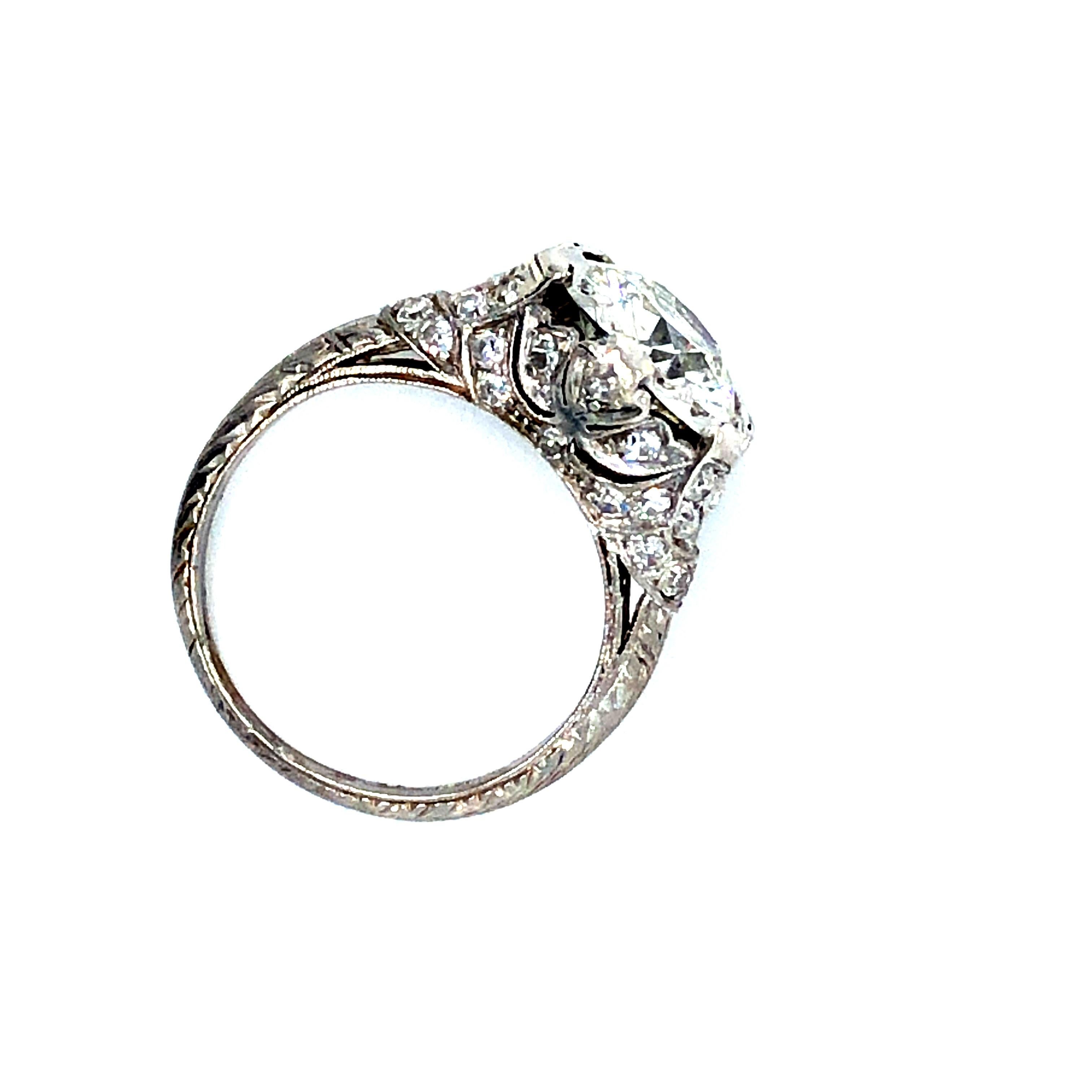 Brilliant Cut Vintage 2.65 Carat Diamond Platinum Engagement Ring