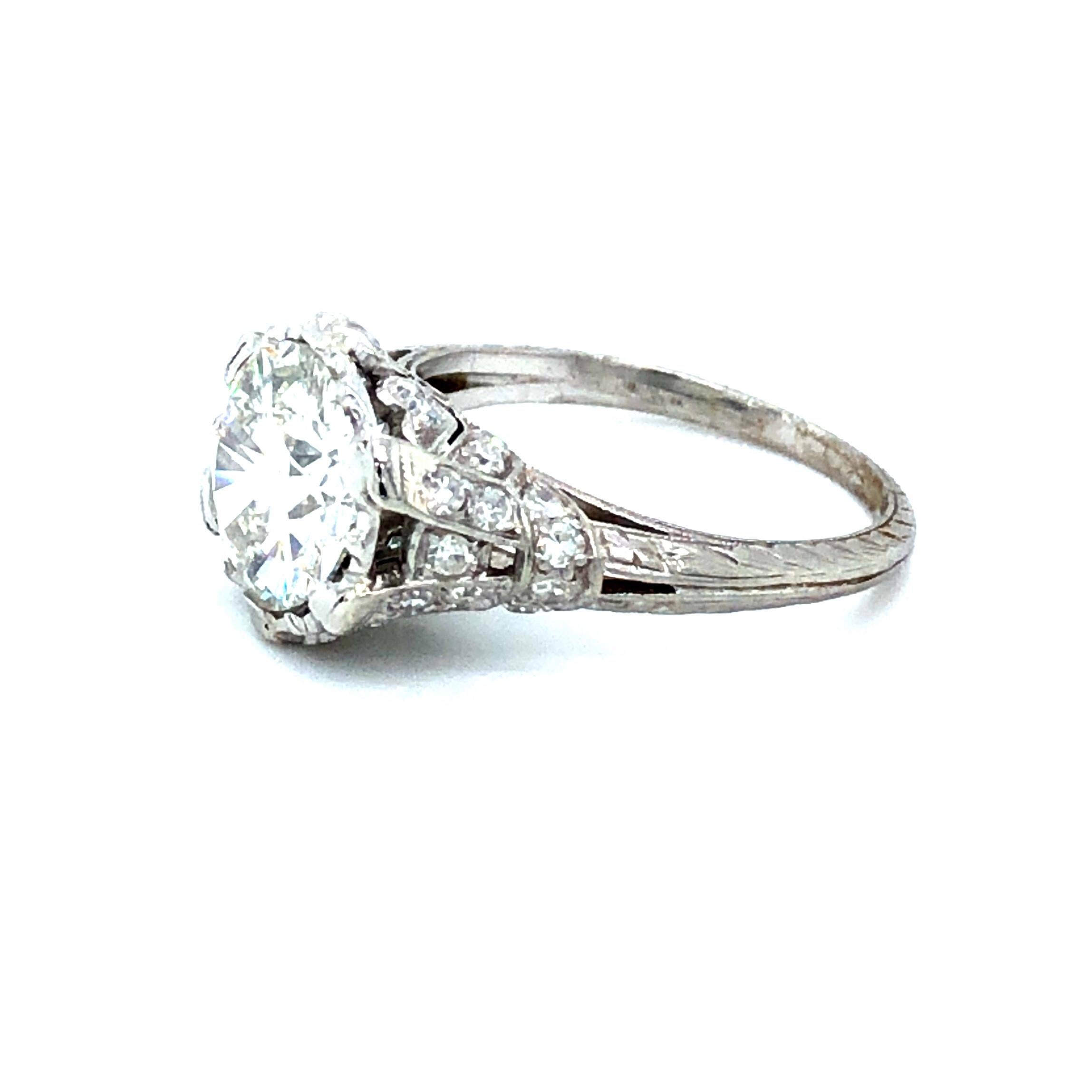 Vintage 2.65 Carat Diamond Platinum Engagement Ring 1
