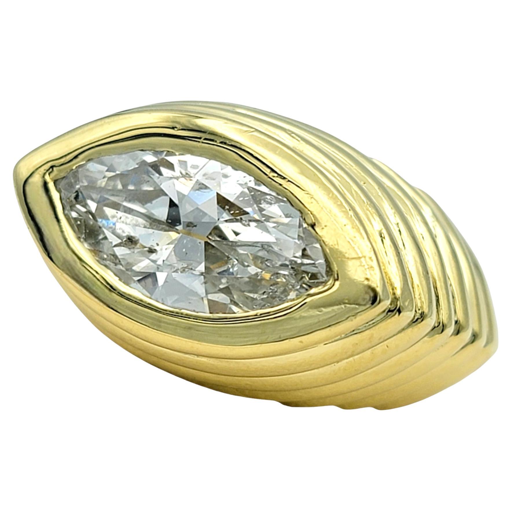 Vintage 2.66 Carat Marquise Cut Diamond Stacked Cocktail Ring in 18 Karat Gold