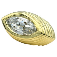 Stapelbarer Vintage-Cocktailring aus 18 Karat Gold mit 2,66 Karat Diamant im Marquise-Schliff