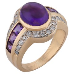 Bague vintage en or jaune 14 carats sertie d'une améthyste de 2,70 carats