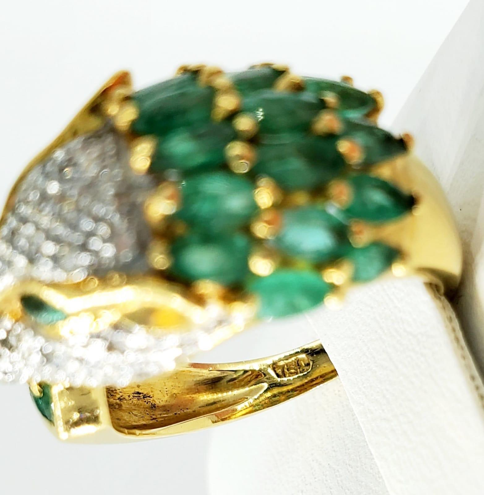 Women's or Men's Vintage 2.70 Carat Diamond and Emerald Panther Ring For Sale