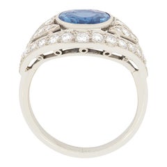 Vintage 2.70ct Sapphire and Diamond Cluster Ring, c.1950s