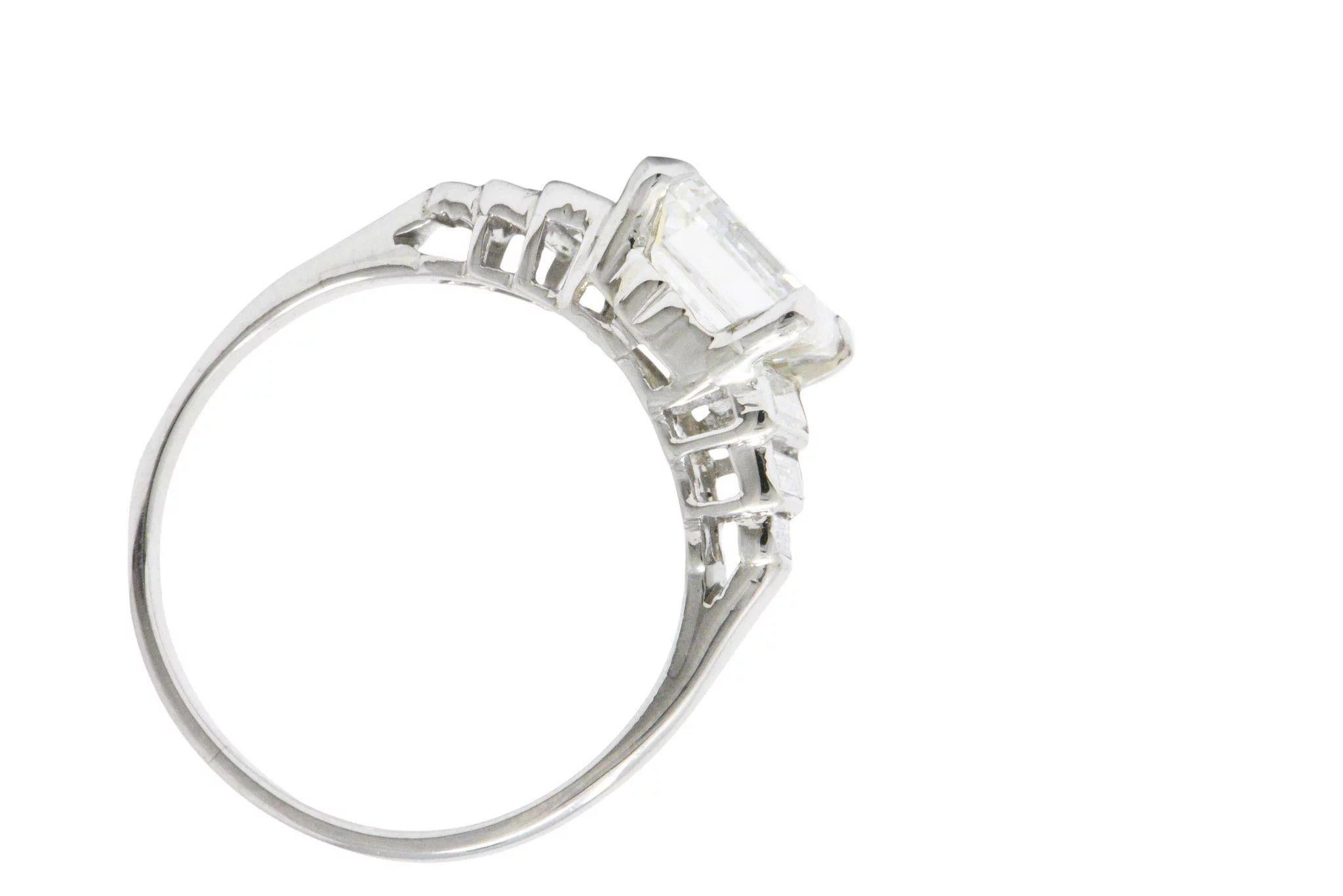 Vintage  2.71 CTW Diamond & Platinum Engagement Art Deco Ring, GIA 1