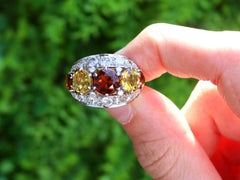 Vintage 2.71ct Citrine and 2.10ct Diamond Platinum Cocktail Ring