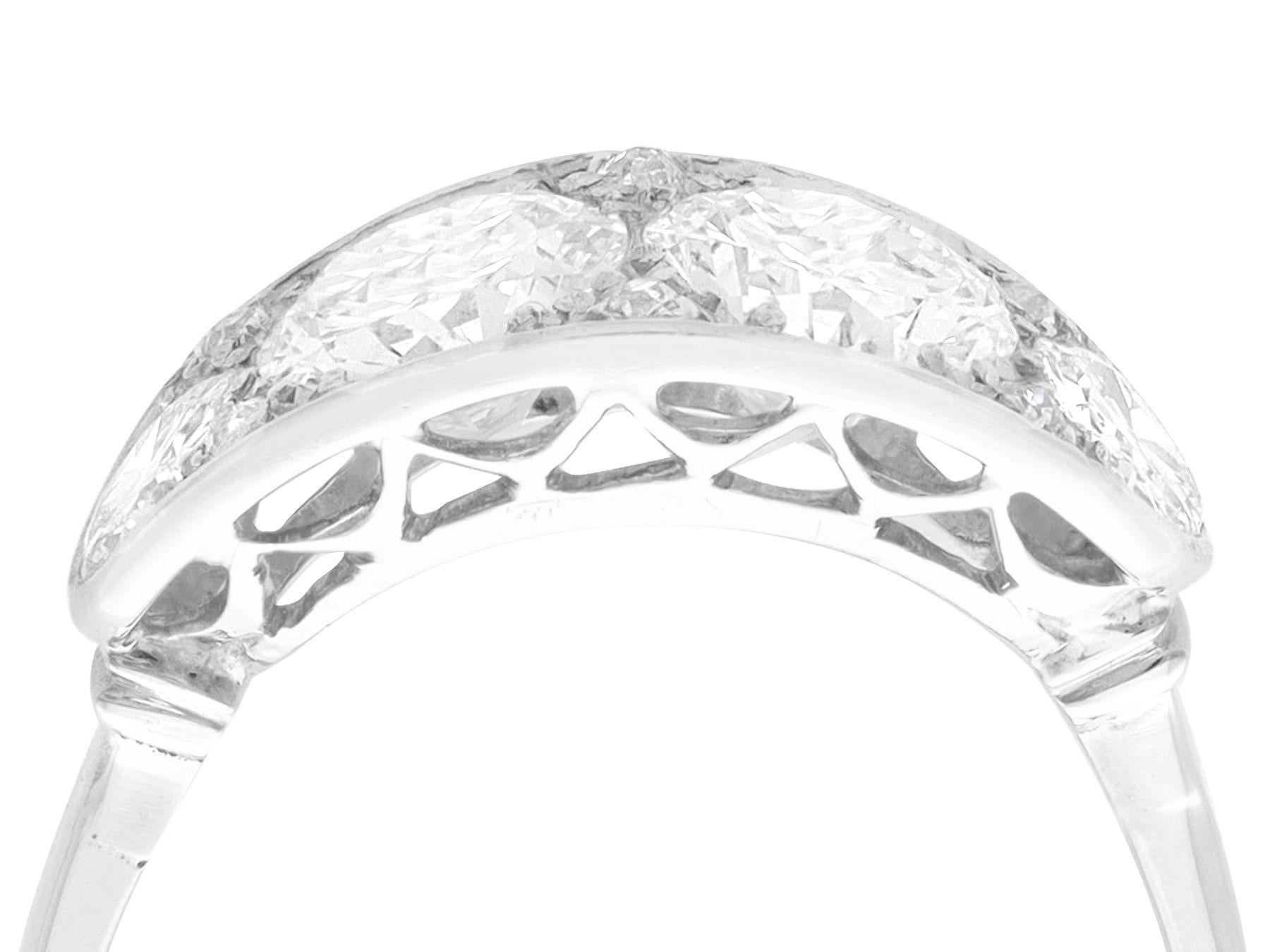 A stunning, fine, and impressive 2.72 carat diamond, 18 karat white gold and platinum set cocktail ring; part of our diverse diamond jewelry collections

This stunning, fine and impressive vintage ring has been crafted in 18 karat white gold with a