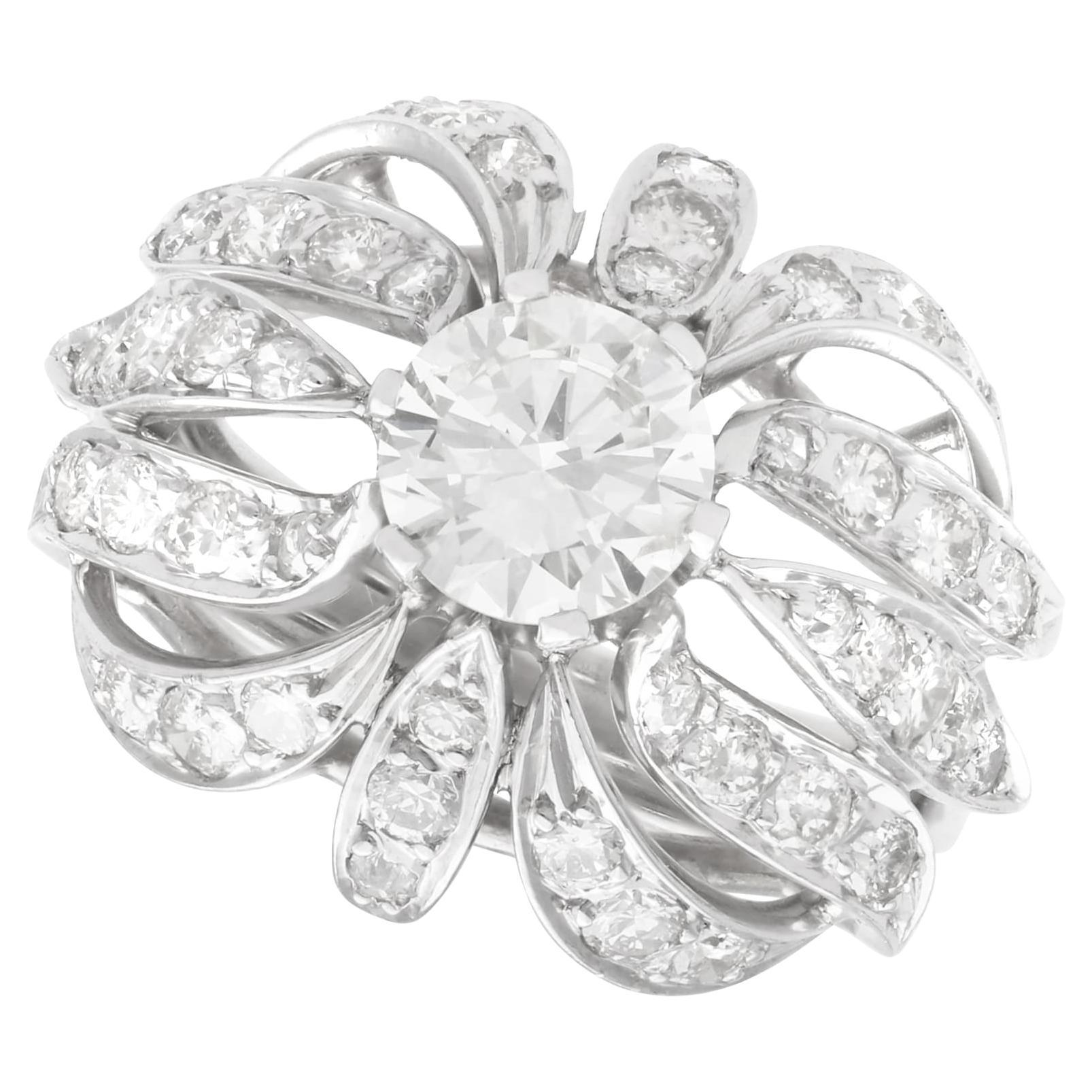 Sortija vintage de diamantes y platino de 2,73 quilates Circa 1960