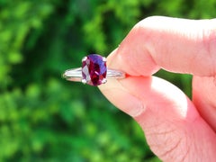 Vintage 2.73ct Ruby and 0.18ct Diamond Platinum Ring, Circa 1980