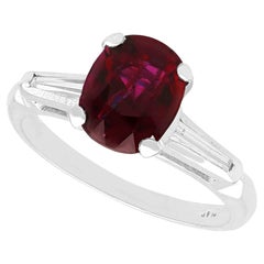 Vintage 2.73ct Ruby and 0.18ct Diamond Platinum Ring, Circa 1980