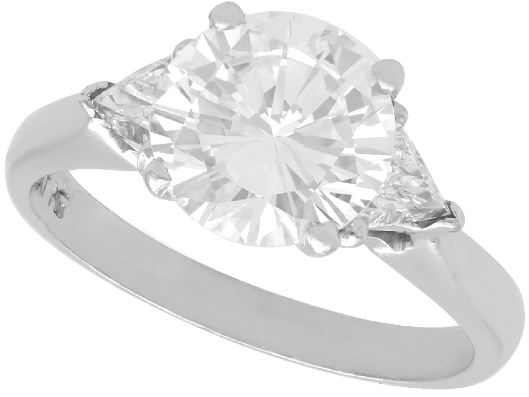 Vintage 2.74 Carat Diamond and Platinum Solitaire Ring Circa 1950