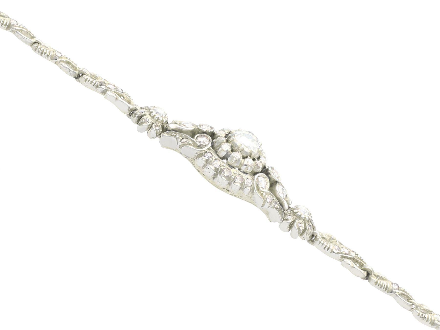 Women's or Men's Vintage 2.75 Carat Diamond White Gold Bracelet For Sale