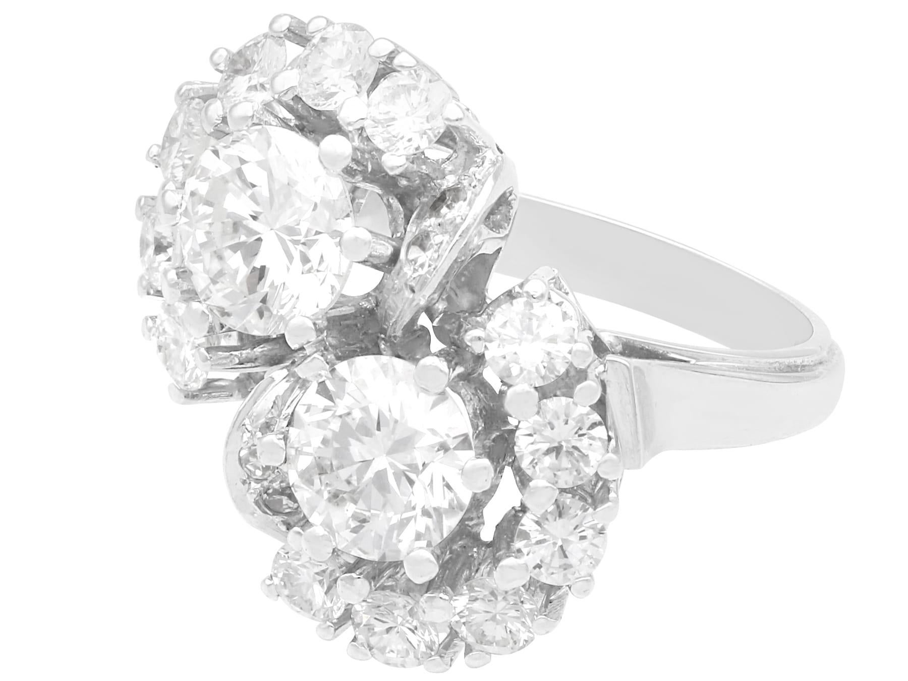 Women's or Men's Vintage 2.75Ct Diamond and 14k White Gold Twist Ring Circa 1960 For Sale