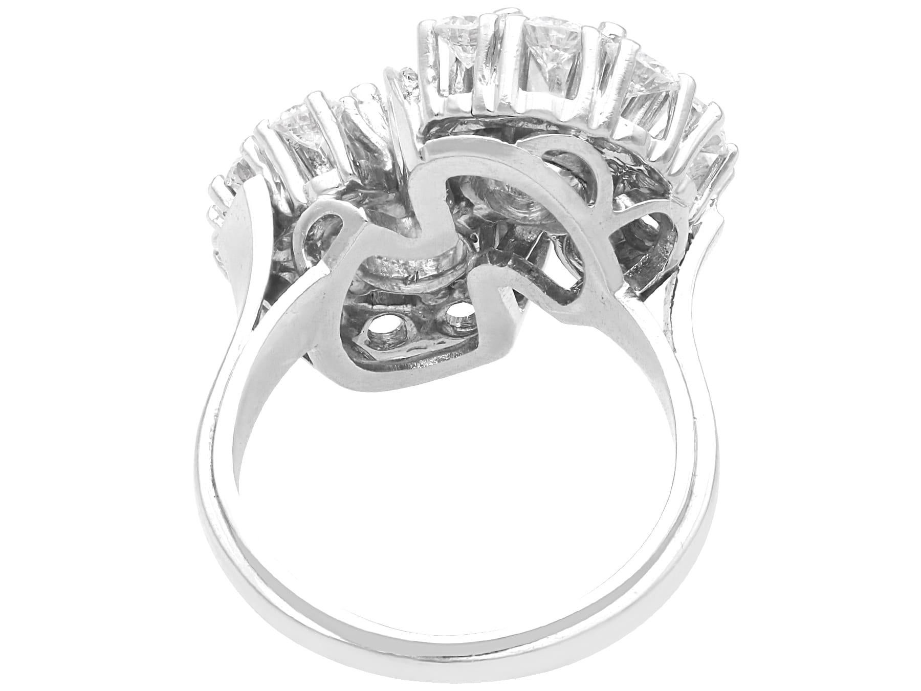 Vintage 2.75Ct Diamond and 14k White Gold Twist Ring Circa 1960 For Sale 1