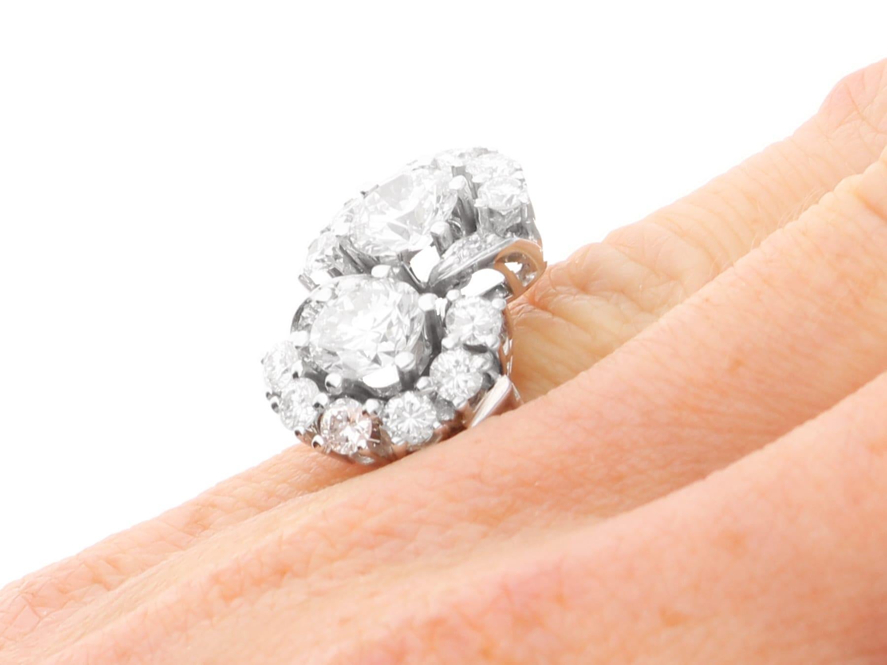 Vintage 2.75Ct Diamond and 14k White Gold Twist Ring Circa 1960 For Sale 4