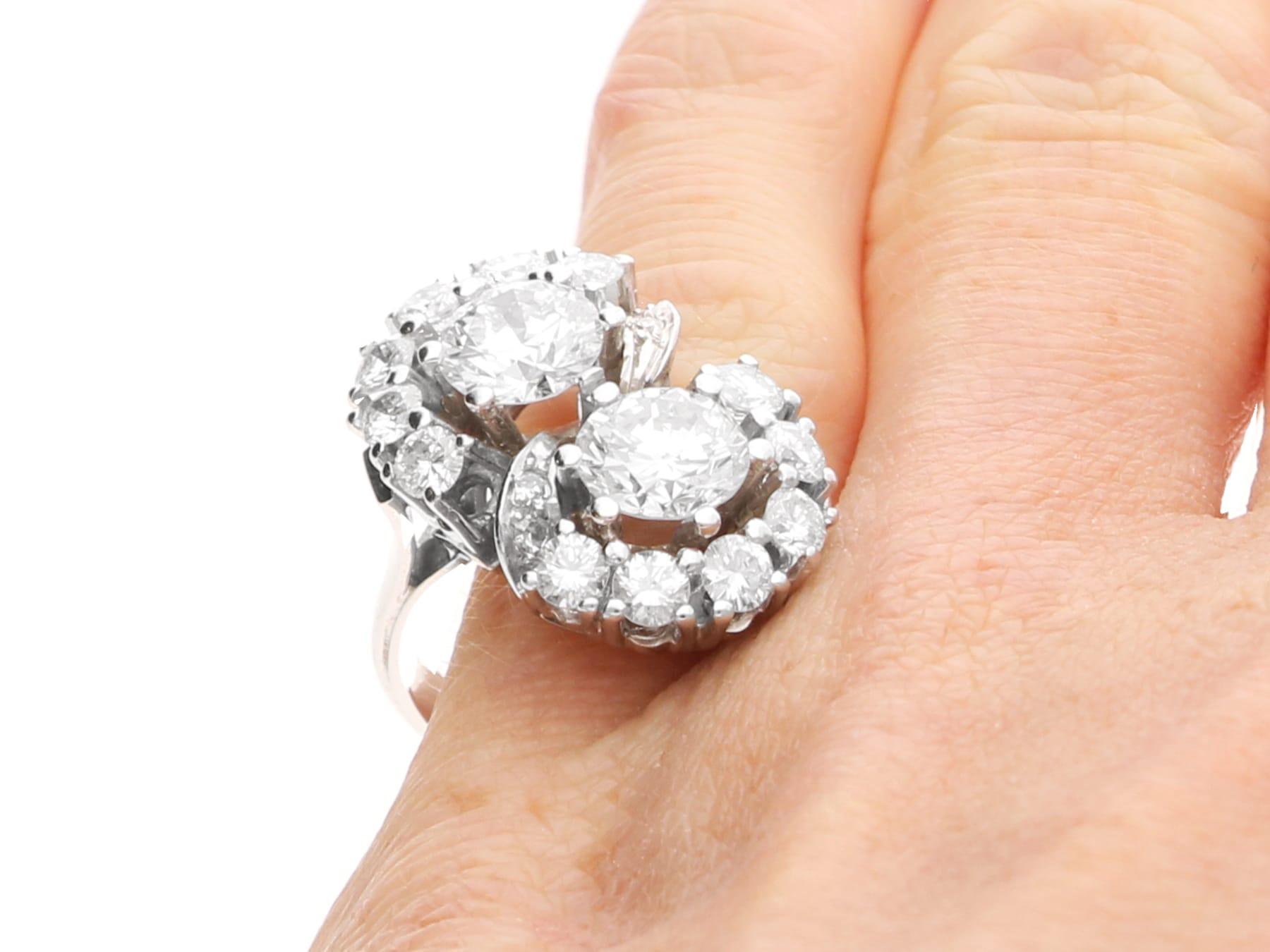Vintage 2.75Ct Diamond and 14k White Gold Twist Ring Circa 1960 For Sale 5